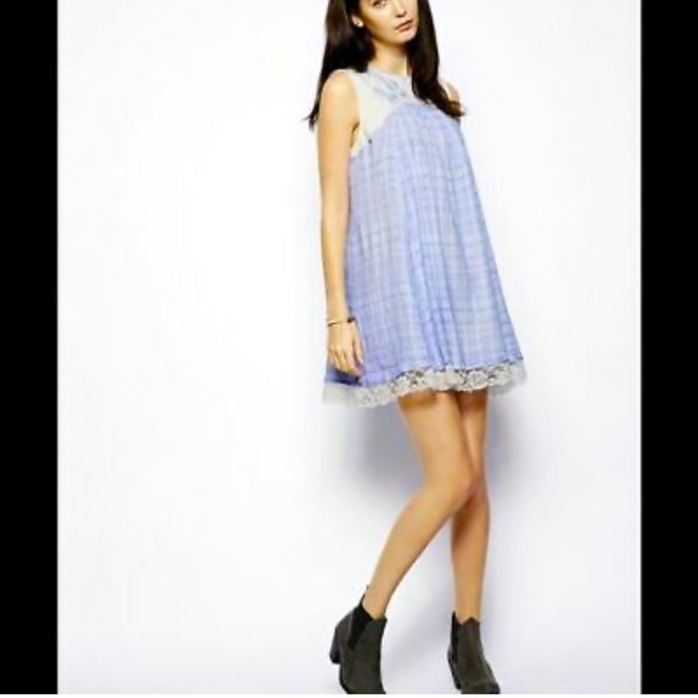 Free People Strawberry Fields dress in periwinkle crinkle cotton